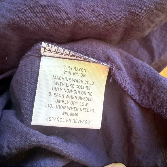 JM COLLECTION Women’s Navy Blue Button Down 3/4 Sleeve Shirt Blouse Size 6 - Picture 10 of 10